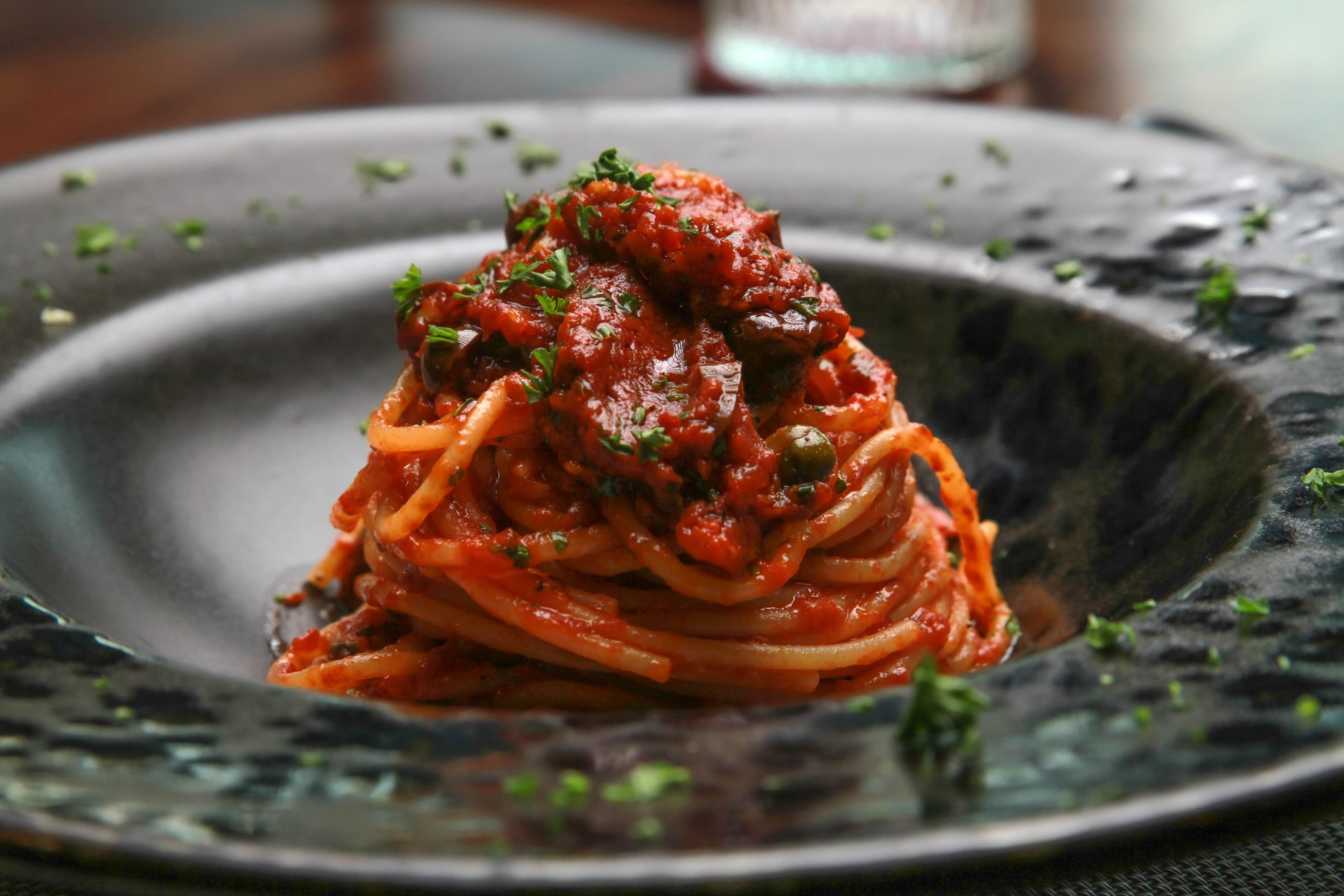Roman pasta plated tall