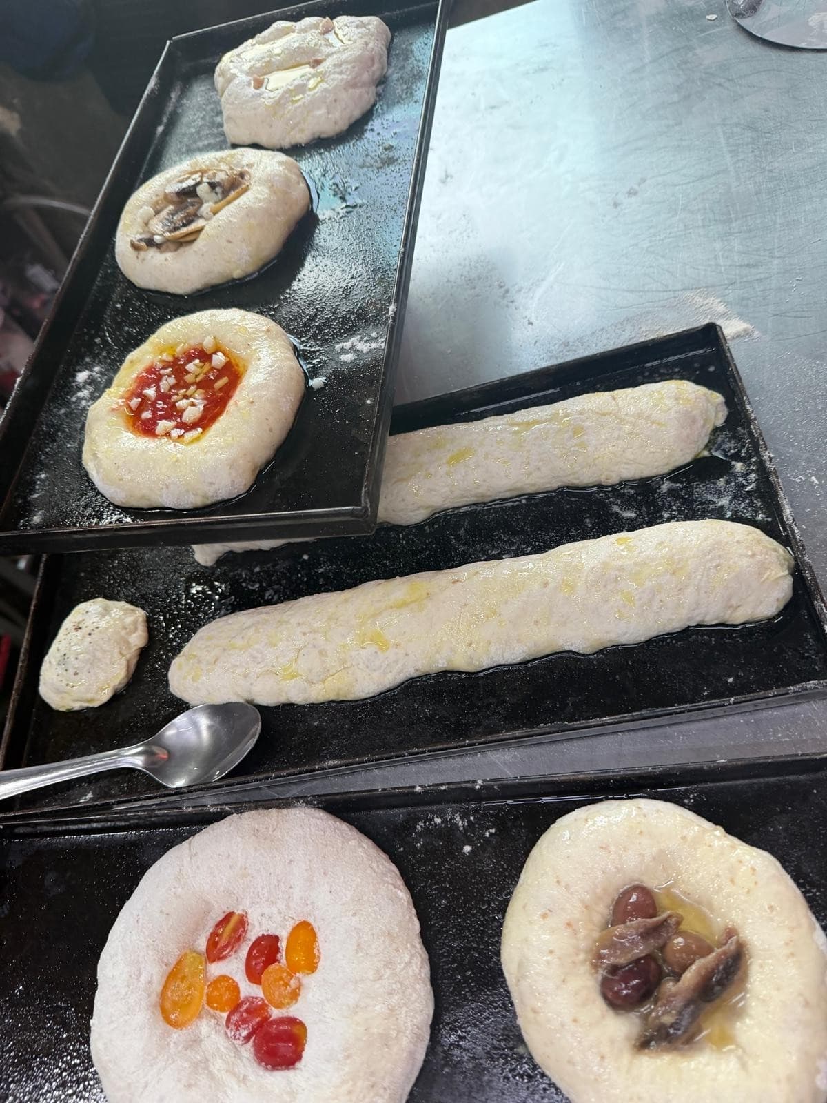 Shaped dough resting before going into the oven