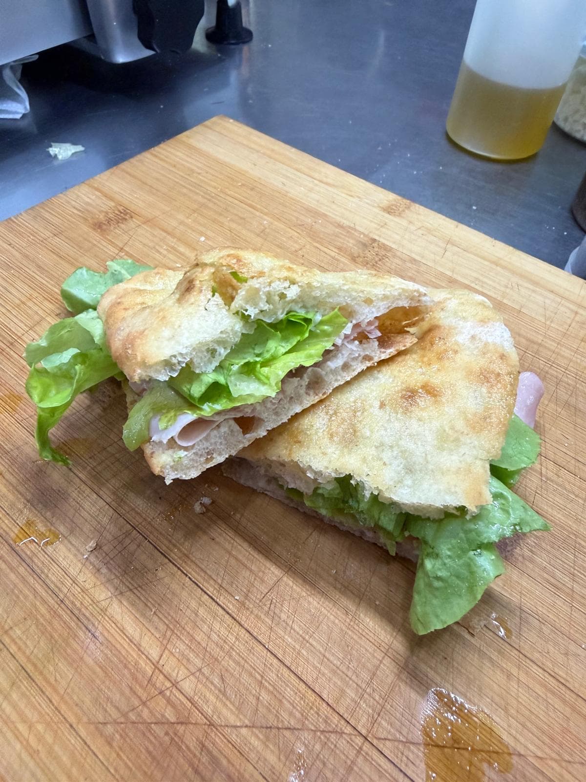 Fresh focaccia sandwich from our Roman oven